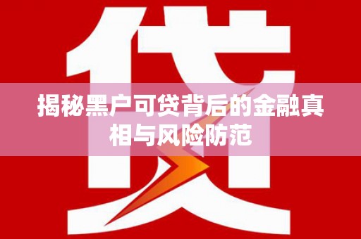汤原揭秘黑户可贷背后的金融真相与风险防范