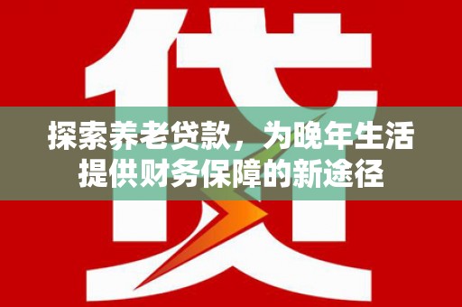 汤原探索养老贷款，为晚年生活提供财务保障的新途径