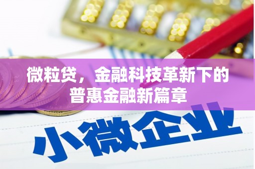 汤原微粒贷，金融科技革新下的普惠金融新篇章