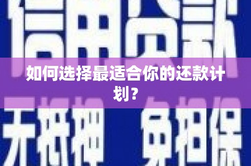 汤原如何选择最适合你的还款计划？